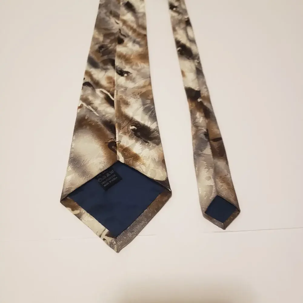 Century Silk Co Vintage Men's Brown Tie & Handkerchief 3x58 #33R